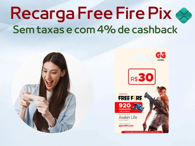 Recarga Free Fire Pix - Carregue sem taxas e com 4% de cashback - Cartão  Pré-pago RecargaPay